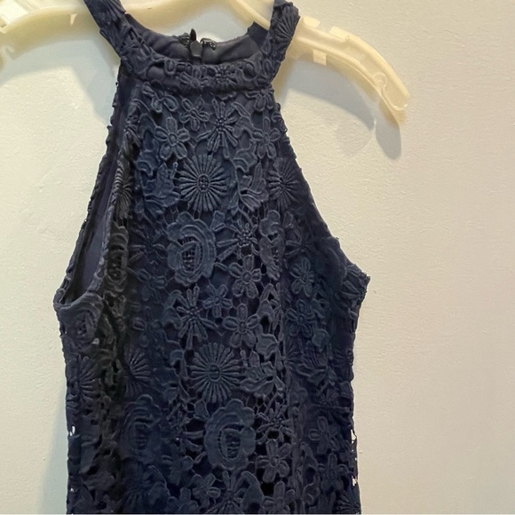 Lulus Love Poem Navy Blue Lace Halter Mini Dress Size Small - Picture 3 of 5